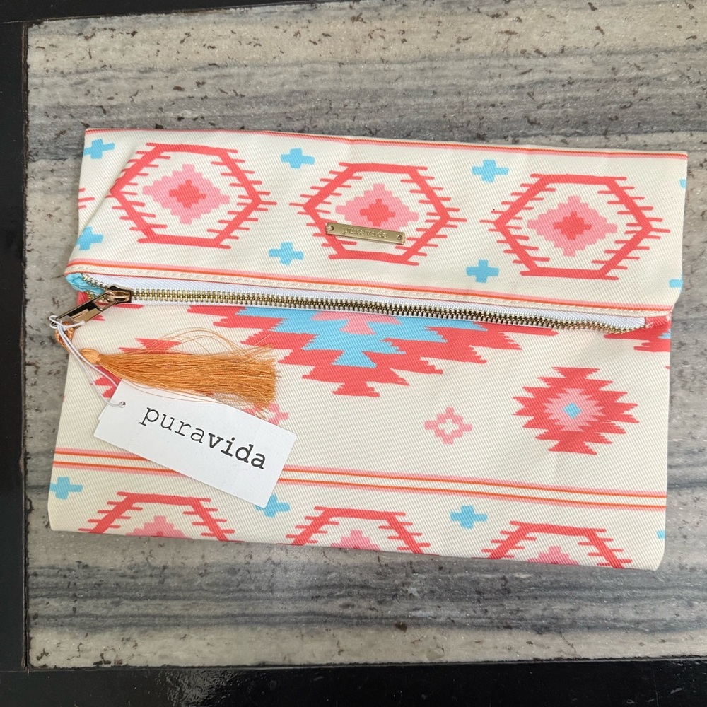 Pura Vida Aztec Print Zip Clutch